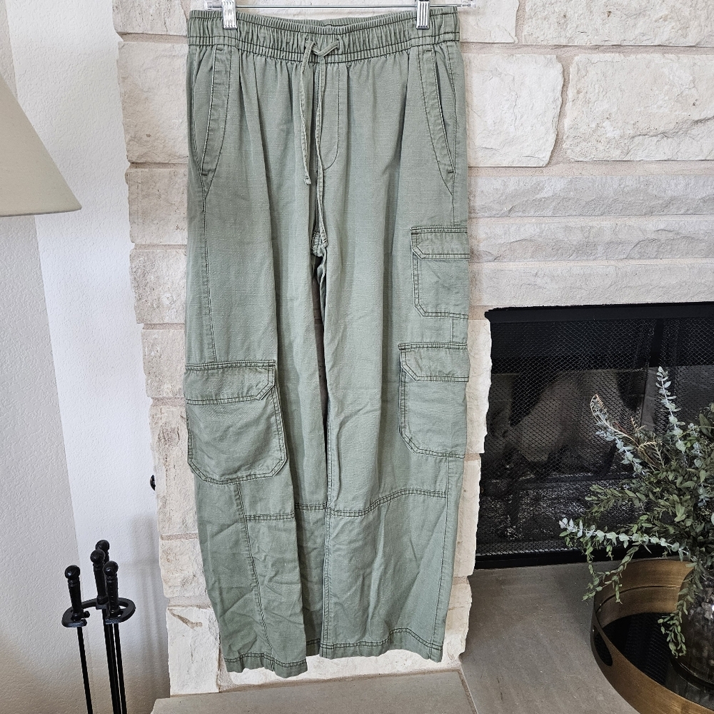 Old Navy Wide Leg Comfort Waistband Drawstring Cargo Pants Green, Small EUC - Picture 8 of 8